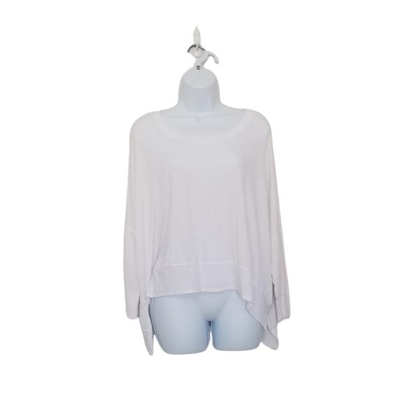 Nally & Millie White Size Small Long Drop Sleeve Asymmetric Hem Tunic BlouseTop. - Picture 1 of 5